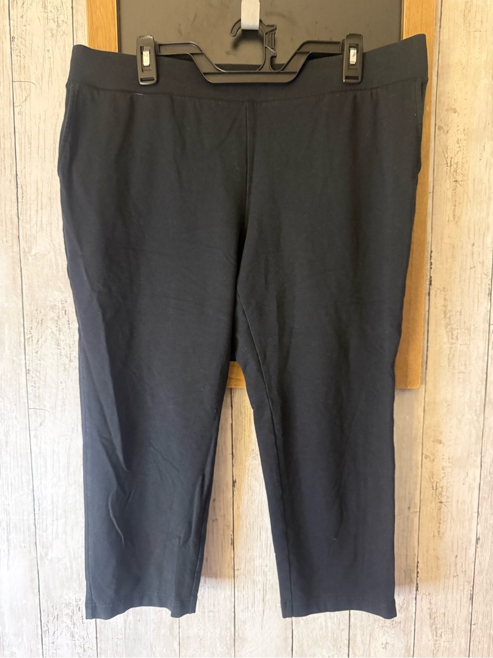 Pure Jill Womens Pull On Black Slim Leg Cropped L Petite Pima Cotton Mid Rise